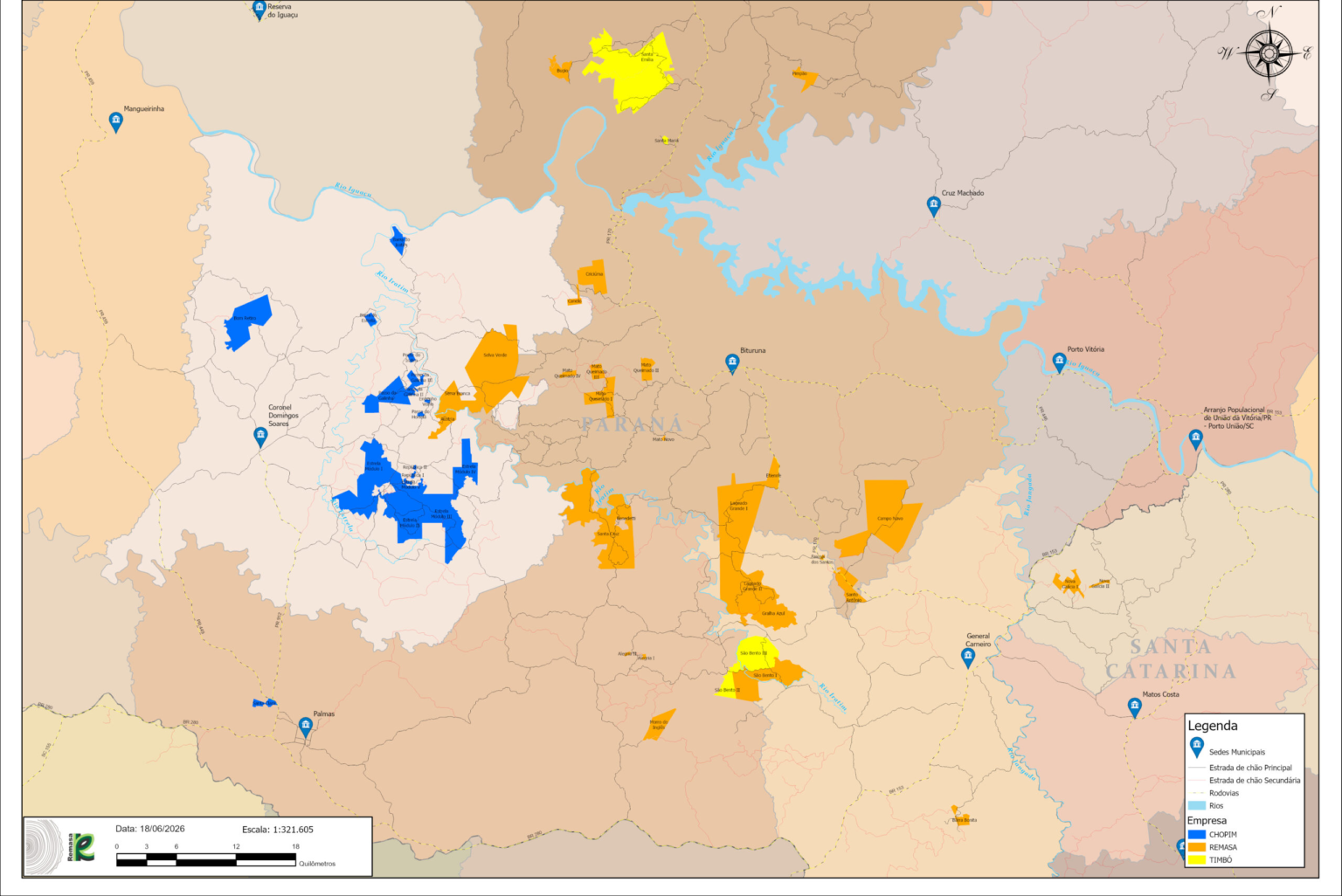 Farm distribution map. Original geographic labels, legend, date and scale preserved.